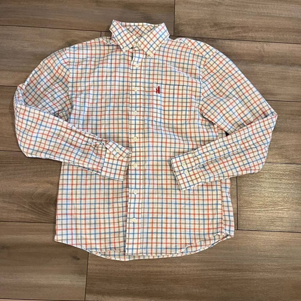 Johnnie-O Blue Plaid Buttonup Shirt Men Small Bin A-46‎